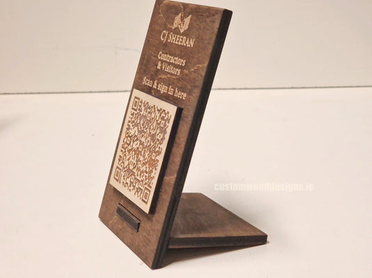 QR Display Stand - Laser Cut Dark Oak 10-1000 Custom Wood Designs CU237D_1