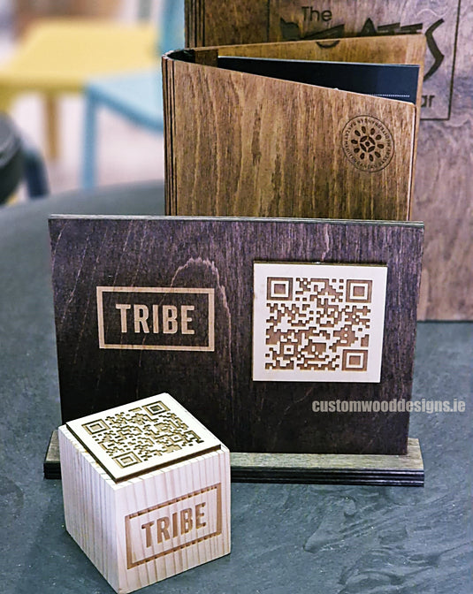 QR Code Block Natural 5 sides Branded 10-1000 Custom Wood Designs CUFFB3_1