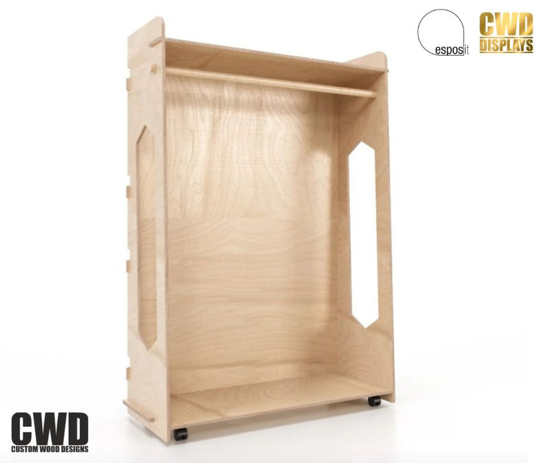 Load image into Gallery viewer, Apparel  Display Rack with Wheels - Custom Wood Designs
