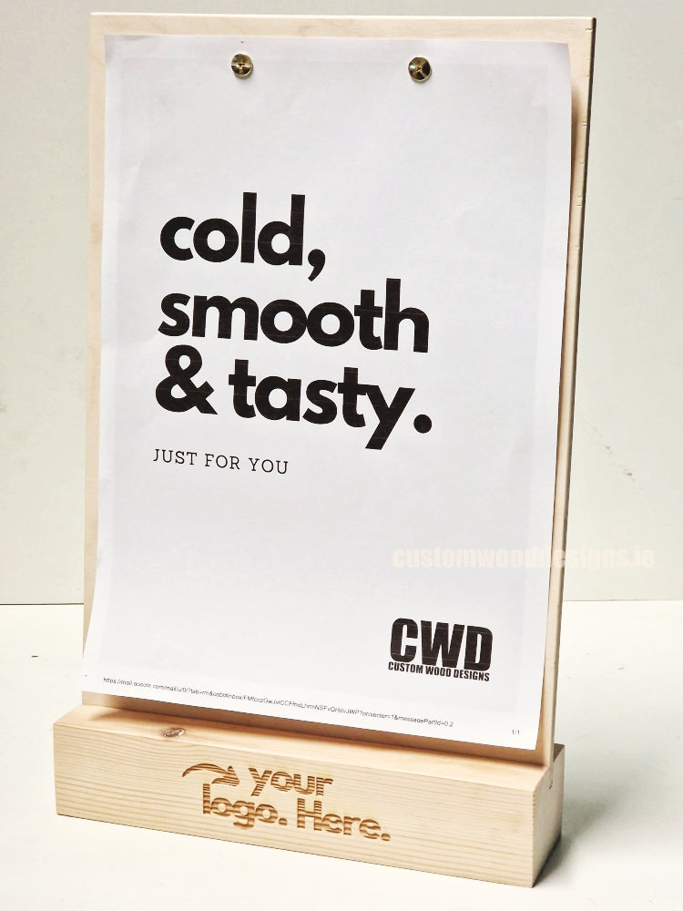 Load image into Gallery viewer, Double Sided Info Display - A5 Natural x10 Custom Wood Designs CustomWoodDesignsIrelandA4WoodenPOSInformationdisplayNaturalPinePOSBlock_13_86830cd3-d4bc-406a-b945-44739bdd2935
