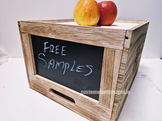 Wooden crate with chalkboard pack of 10 Securit __label: Multibuy CustomWoodDesignsIrelandBrandedwoodecratesFruitcratesIrelanddisplaycratesirelandcustomisedcrateswoodencratesChalkboardcrates_13_e72aebef-3025-4e5b-9e70-d8673c3d8110