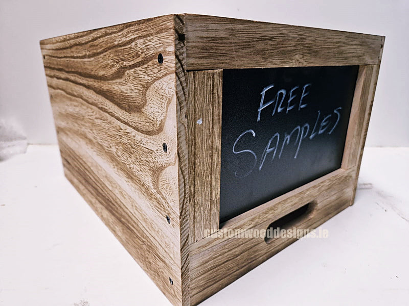 Load image into Gallery viewer, Wooden crate with chalkboard pack of 10 Securit __label: Multibuy CustomWoodDesignsIrelandBrandedwoodecratesFruitcratesIrelanddisplaycratesirelandcustomisedcrateswoodencratesChalkboardcrates_6_a4b36d72-4b8a-46e6-b7af-e50bdb97365d

