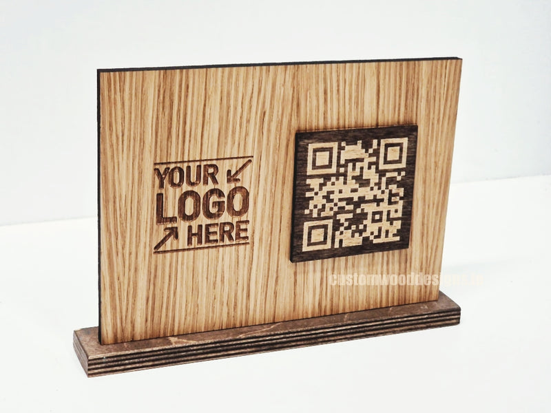 Load image into Gallery viewer, QR Display Stands A5 (Light Oak) 10-1000 Custom Wood Designs CustomWoodDesignsIrelandWoodenQRCodesSustainableQRCodesLaserEngravedQRCodesHospita_4
