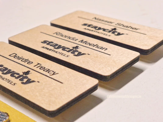 Blonde Birch Name Badges MOQ 10pcs Bespoke Made Custom Wood Designs __label: Multibuy CustomWoodDesignsIrelandd1ec8cd4-583f-44f1-ae52-6a2d071ec466