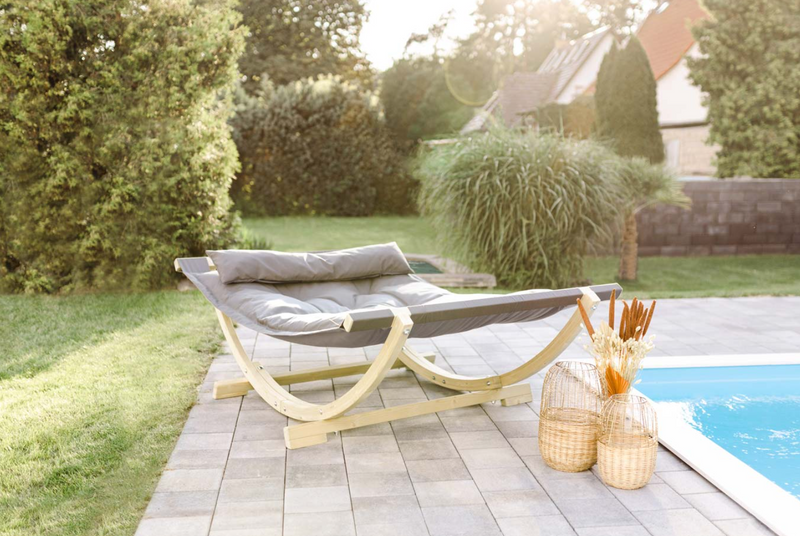 Load image into Gallery viewer, Lounge Bed – XXL Floating Garden Lounger with FSC® Wooden Frame - Custom Wood Designs Lounge Bed – XXL Floating Garden Lounger with FSC® Wooden Frame made from [material] –  [use_case] | Custom Wood Designs
