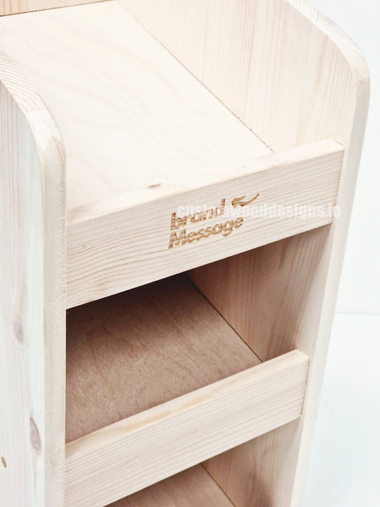 Natural Pine Three-Shelf Compact Countertop Display - Custom Wood Designs