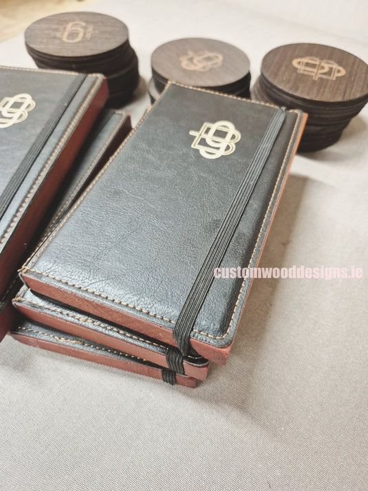 Black leather style bill presenter with coin holder pack of 10 - Custom Wood Designs Black leather style bill presenter with coin holder pack of 10