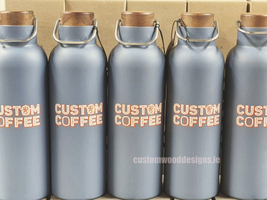 Eco-friendly stainless steel vacuum bottle 800ml, printed with company logo for business gifting