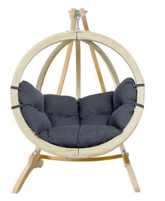 Load image into Gallery viewer, Globe Wood Hanging Chair &amp; Stand Set - Custom Wood Designs Globe Wood Hanging Chair &amp; Stand Set made from [material] – Ideal for [use_case] | Custom Wood Designs
