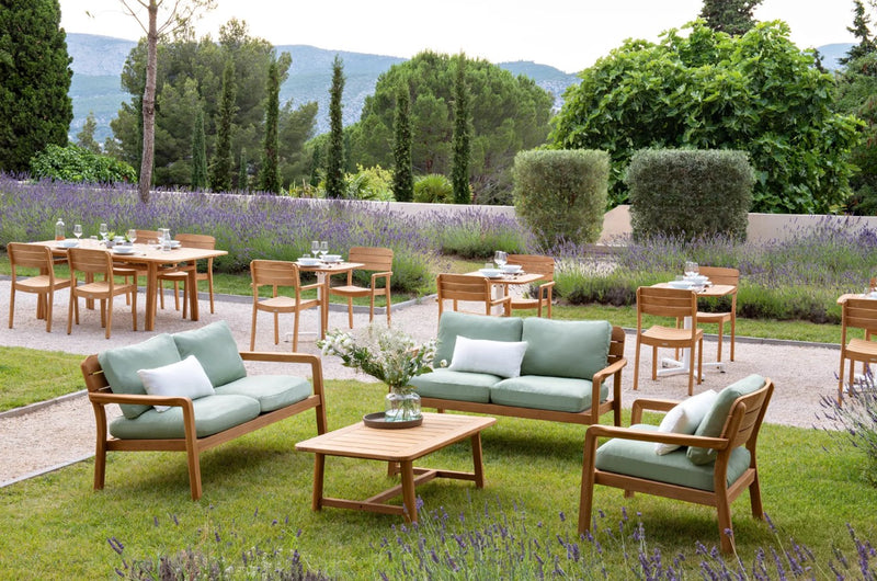 Load image into Gallery viewer, LODGE Solid Teak 2-Seater Outdoor Sofa - Custom Wood Designs LODGE Solid Teak 2-Seater Outdoor Sofa made from [material] –  [use_case] | Custom Wood Designs
