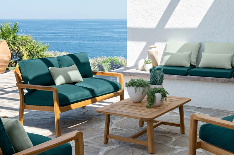 Load image into Gallery viewer, LODGE Solid Teak 2-Seater Outdoor Sofa - Custom Wood Designs LODGE Solid Teak 2-Seater Outdoor Sofa made from [material] –  [use_case] | Custom Wood Designs
