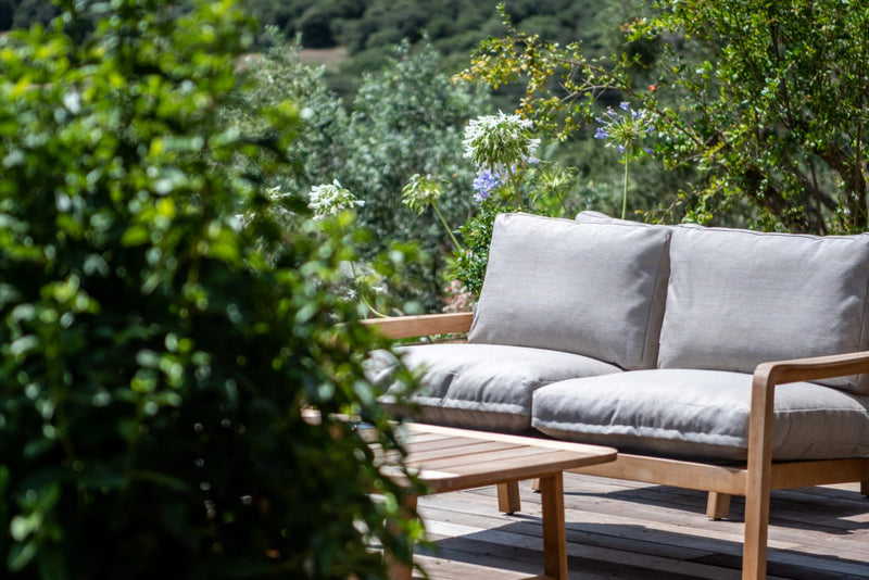 Load image into Gallery viewer, LODGE Solid Teak 2-Seater Outdoor Sofa - Custom Wood Designs LODGE Solid Teak 2-Seater Outdoor Sofa made from [material] –  [use_case] | Custom Wood Designs
