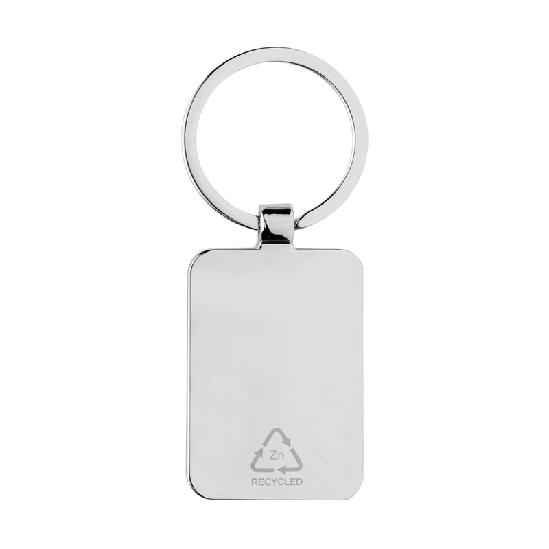 Load image into Gallery viewer, RCS recycled zinc alloy rectangle keychain with bamboo - Custom Wood Designs
