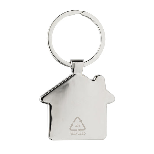 RCS recycled zinc alloy house keychain with bamboo - Custom Wood Designs