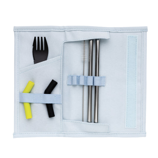 Tierra 2pcs straw and cutlery set in pouch - Custom Wood Designs