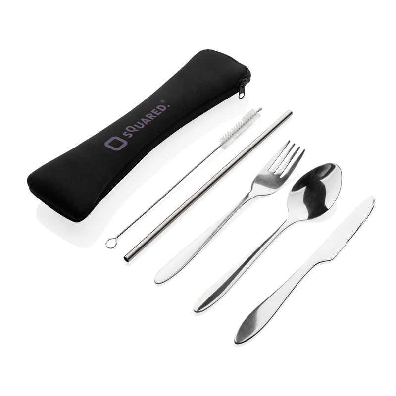 Load image into Gallery viewer, 4 PCS stainless steel re-usable cutlery set - Custom Wood Designs
