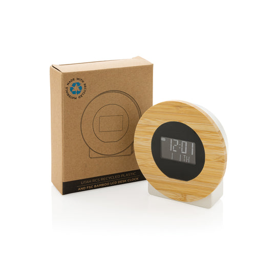 Utah RCS rplastic and bamboo LCD desk clock - Custom Wood Designs