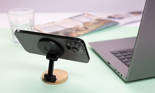 Magmount RCS recycled plastic and bamboo phone stand - Custom Wood Designs