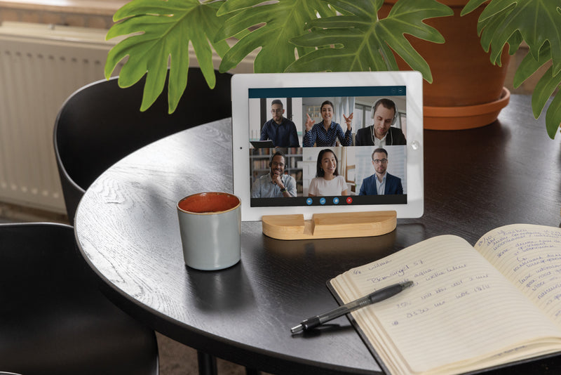 Load image into Gallery viewer, Bamboo tablet and phone holder - Custom Wood Designs
