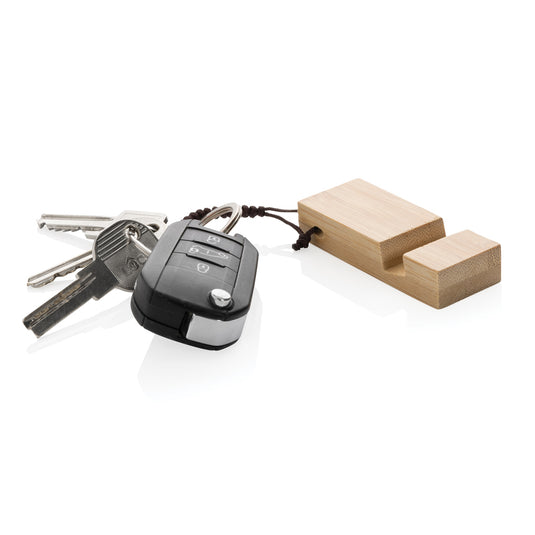 Standkey bamboo keychain phone stand - Custom Wood Designs