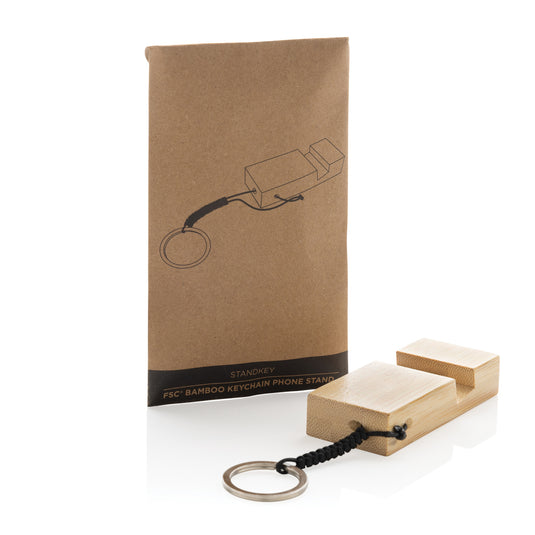 Standkey bamboo keychain phone stand - Custom Wood Designs