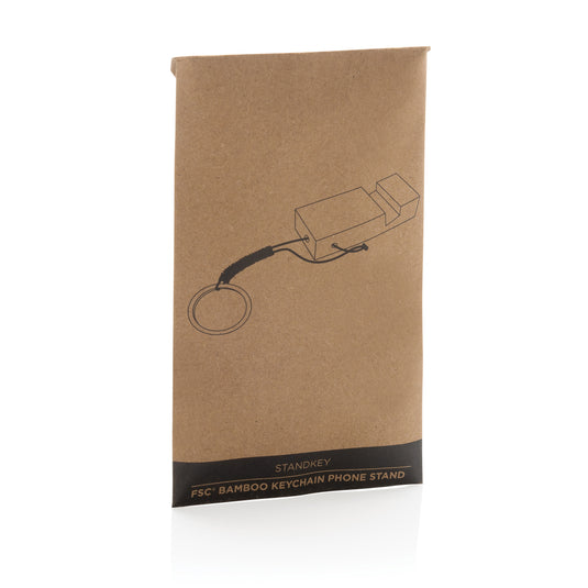 Standkey bamboo keychain phone stand - Custom Wood Designs