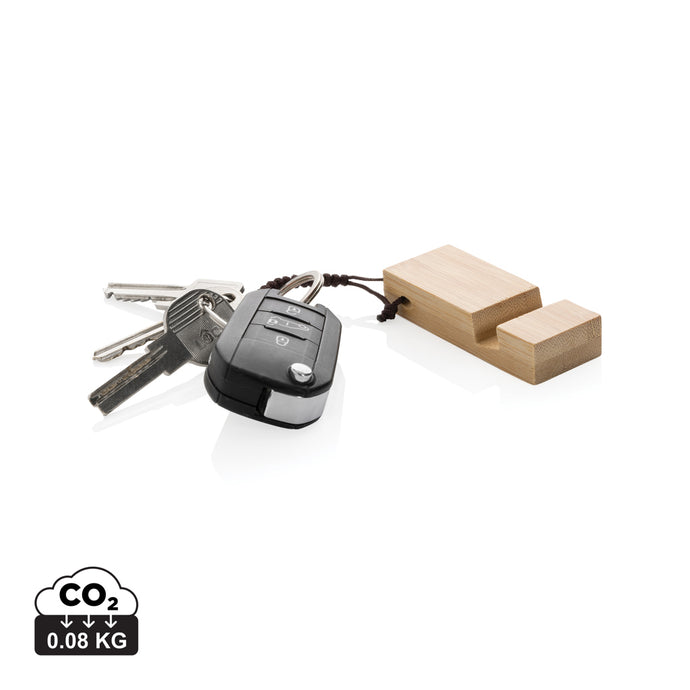 Standkey bamboo keychain phone stand - Custom Wood Designs