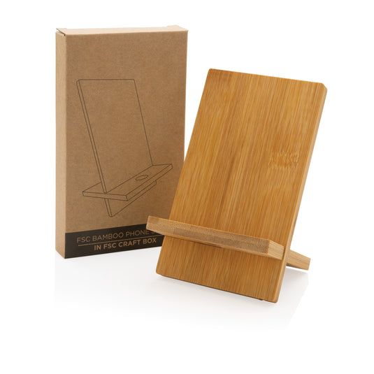 Bamboo phone stand in kraft box - Custom Wood Designs
