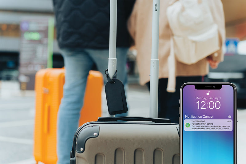 Load image into Gallery viewer, Globetrack RCSrPolyester luggage tag with worldwide locating - Custom Wood Designs
