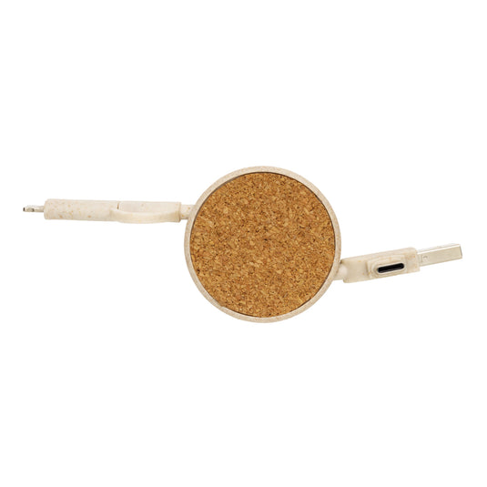 Cork and Wheat 6-in-1 retractable cable - Custom Wood Designs
