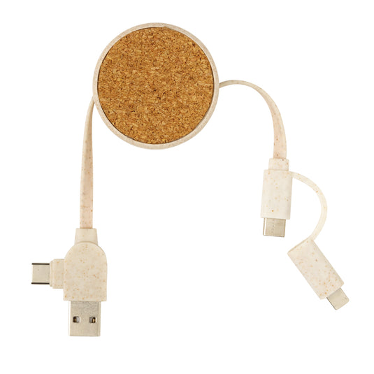 Cork and Wheat 6-in-1 retractable cable - Custom Wood Designs