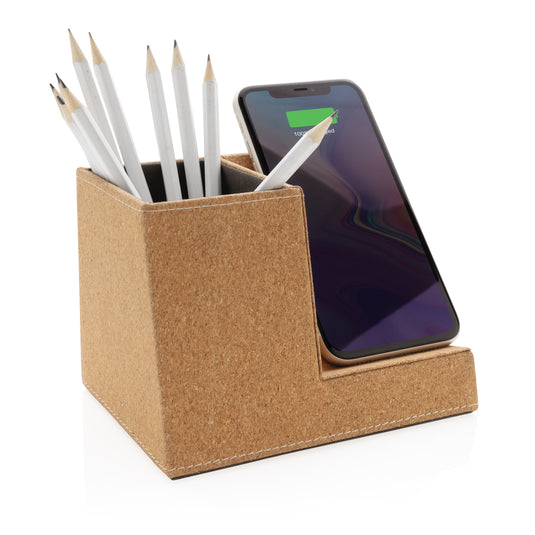 Cork pen holder and 5W wireless charger - Custom Wood Designs