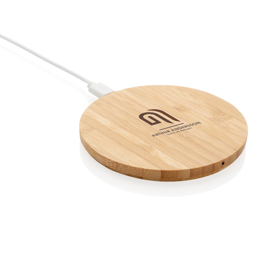 Bamboo 5W round wireless charger - Custom Wood Designs