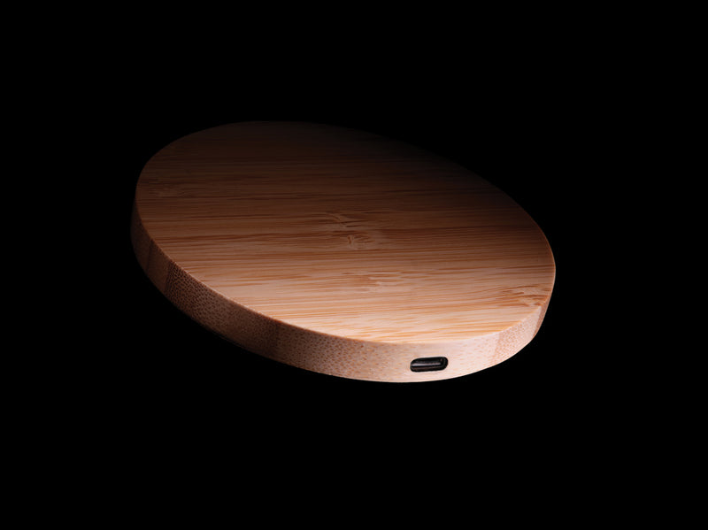 Load image into Gallery viewer, Bamboo 5W round wireless charger - Custom Wood Designs
