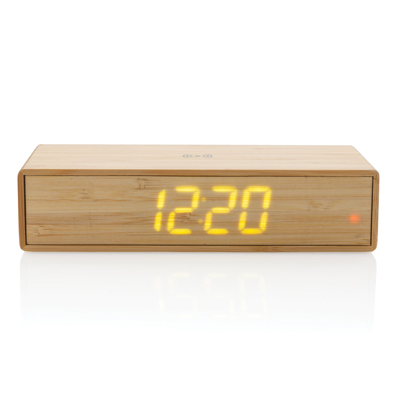 Load image into Gallery viewer, Bamboo alarm clock with 5W wireless charger - Custom Wood Designs

