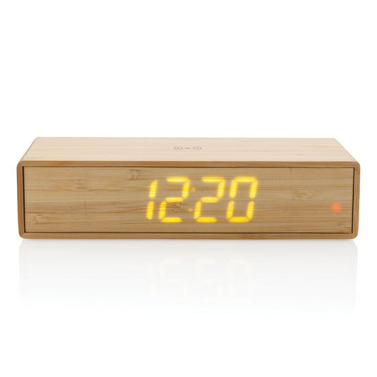 Bamboo alarm clock with 5W wireless charger - Custom Wood Designs