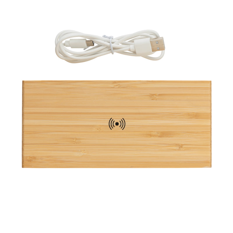 Load image into Gallery viewer, Bamboo alarm clock with 5W wireless charger - Custom Wood Designs
