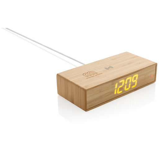 Bamboo alarm clock with 5W wireless charger - Custom Wood Designs