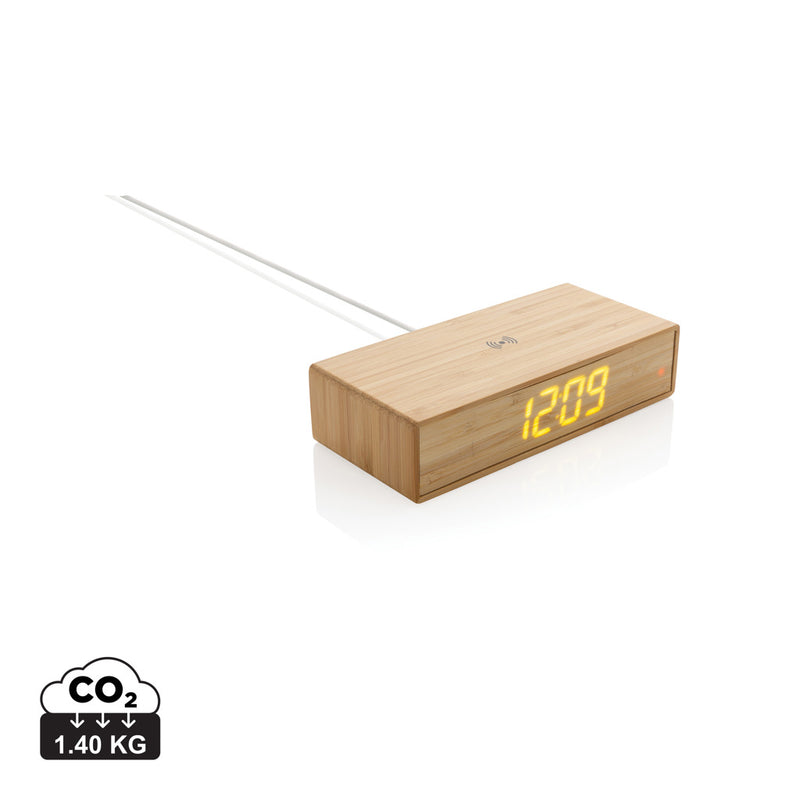 Load image into Gallery viewer, Bamboo alarm clock with 5W wireless charger - Custom Wood Designs
