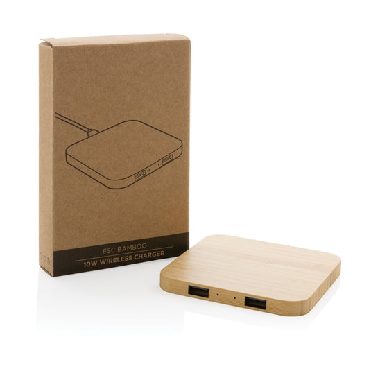 Bamboo 10W wireless charger with USB - Custom Wood Designs