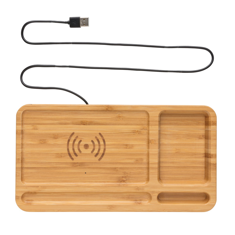 Load image into Gallery viewer, Bamboo desk organiser 10W wireless charger - Custom Wood Designs
