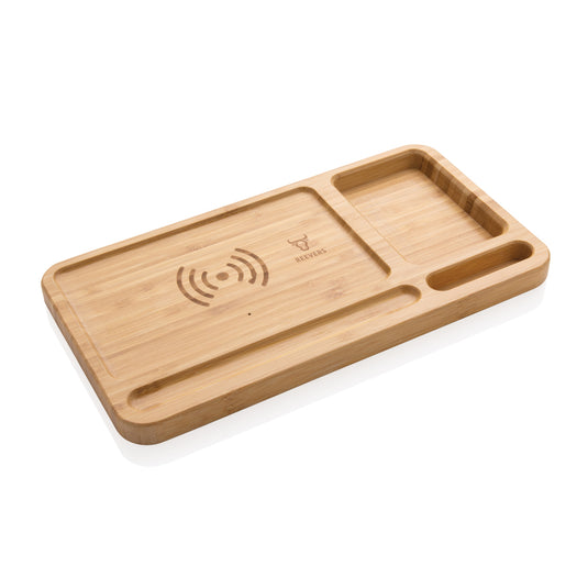 Bamboo desk organiser 10W wireless charger - Custom Wood Designs