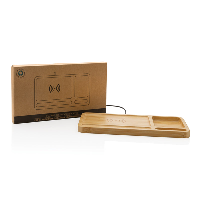 Load image into Gallery viewer, Bamboo desk organiser 10W wireless charger - Custom Wood Designs
