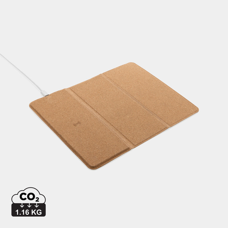 Load image into Gallery viewer, 10W wireless charging cork mousepad and stand - Custom Wood Designs
