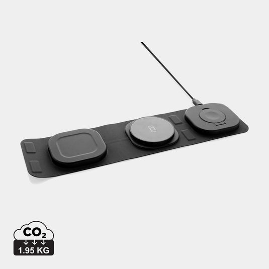 Swiss Peak RCS rplastic 3-in-1 wireless 15W travel charger - Custom Wood Designs