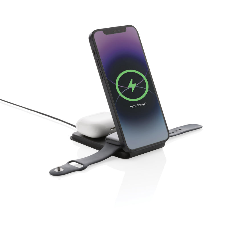 Load image into Gallery viewer, Swiss Peak RCS rPU 15W  3-in-1 magnetic wireless charger - Custom Wood Designs
