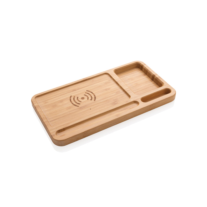 Load image into Gallery viewer, Bamboo desk organiser 5W wireless charger - Custom Wood Designs
