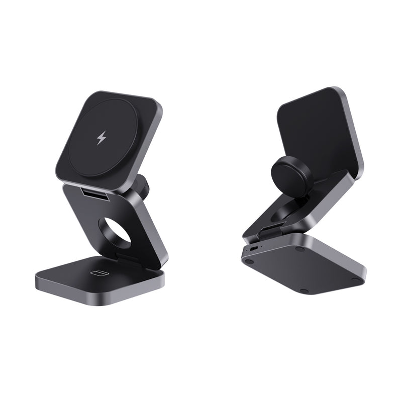 Load image into Gallery viewer, Terra RCS recycled aluminum foldable 3 in 1 15W charger - Custom Wood Designs
