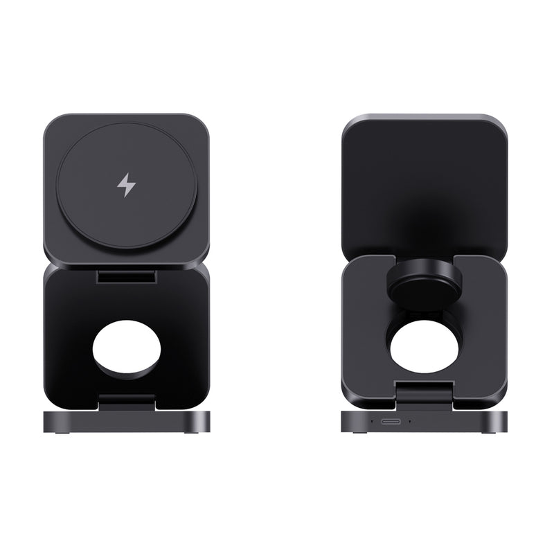 Load image into Gallery viewer, Terra RCS recycled aluminum foldable 3 in 1 15W charger - Custom Wood Designs
