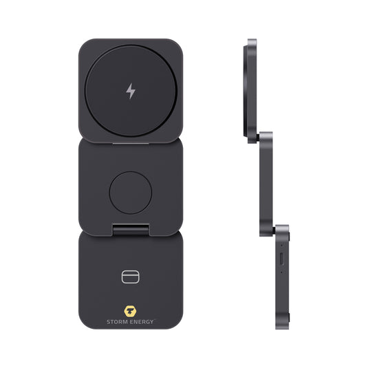 Terra RCS recycled aluminum foldable 3 in 1 15W charger - Custom Wood Designs